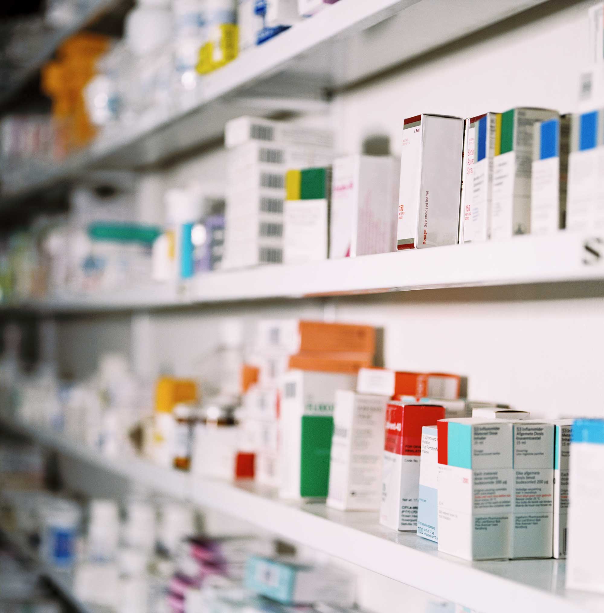 medicines on a shelf